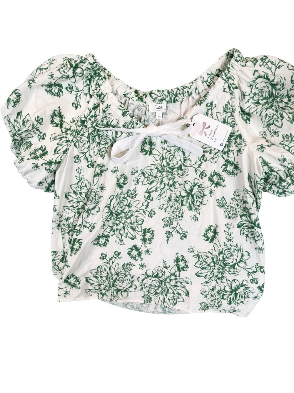 NWT Oddi Floral Puff Sleeve Toile Blouse Cottagecore Size S